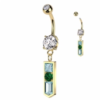 Bauchnabelpiercing Spitz-Baguette mit Glaseinlage Gold