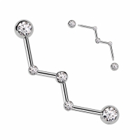 Industrial Piercing Zickzack mit Steinen