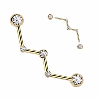 Industrial Piercing Zickzack mit Goldsteinen