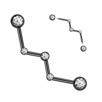 Industrial Piercing Zickzack mit schwarzen Steinen