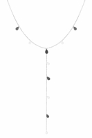 Lange Halskette Emaille Tropfen silber-schwarz