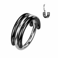 Piercingring Silber mit Schwarz