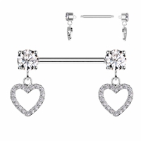 Brustwarzenpiercing Herzanhänger weiß