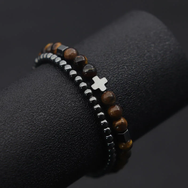 Armband Set Tigerauge Kreuz