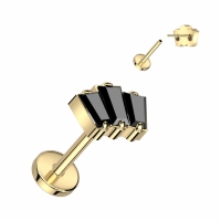 Titan 3-Top Baguette 1,2x8 mm vergoldet mit schwarz