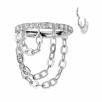 Titanpiercing mit Edelsteinen und Dreifachkette 1,2x10