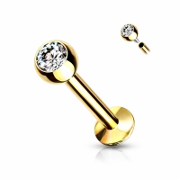 Piercing weißer Stein klein 6mm goldfarben