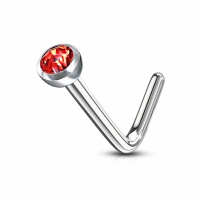 Nasenpiercing L-Bogen 2mm roter Stein