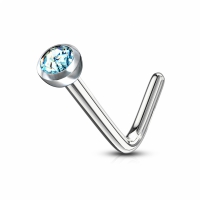Nasenpiercing L-Bogen 2mm Aqua Stein