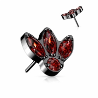 Piercing rund Top 3 Stein 1,2x6 schwarz
