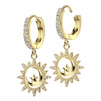 Mond mit Stern Ohrringe gold