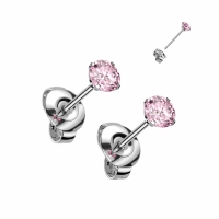 Titan Krappenohrringe rosa 3mm