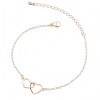 Armband Doppelherz zusammengewebt rosa