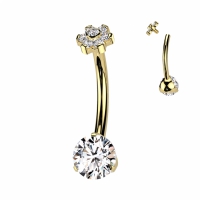Titan-Rundpiercing mit Blumenspitze gold