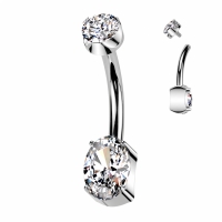 Ovales Piercing aus Titan mit Edelsteinspitze