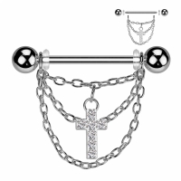 Piercingkette mit Kreuzanhänger