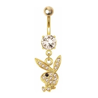 Playboy Bauchnabelpiercing 14kt vergoldet mit Anhänger