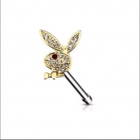 Nasenpiercing Playboy Top Gold mit schwarzem Auge