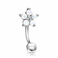 Piercing Opal Blume weiß