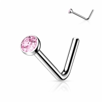 Nasenpiercing L-Bogen Titan Top Pink 2 mm