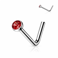 Nasenpiercing L-Bogen Titan Top Rot 2 mm