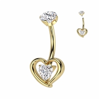Piercing Titan Herz im Herzen Gold