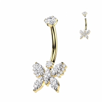 Piercing Titan Schmetterling extra Steine ​​gold