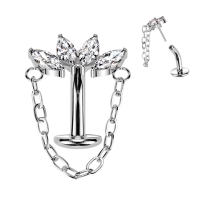 Piercing Titan Marquise mit Kettendrücker in weiß