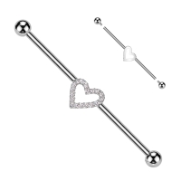Industrial Piercing Herz mit Steinen