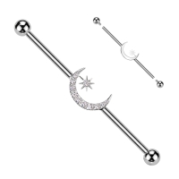 Industrial Piercing Steine ​​in Mond mit Stern