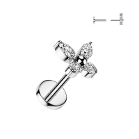 Piercing Schmetterling Push in 0,8x6 Silber