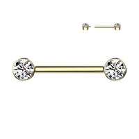Piercing Titan Stein weiß 16mm vergoldet