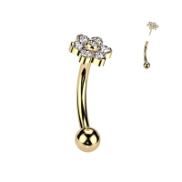 Piercing gebogen Titan Blume gold