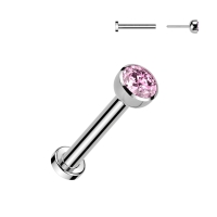 Piercing Push in CZ Stein 1,2x6 rosa