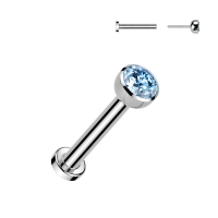Piercing Push in CZ Stein 1,2x6 Aqua