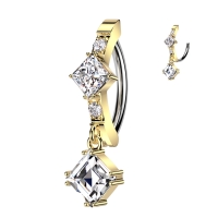 Piercingsteine ​​mit Diamanten in der Mitte und goldenem Anhänger