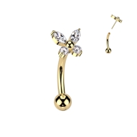 Piercing gebogen Titan Schmetterling 1,2x8 gold