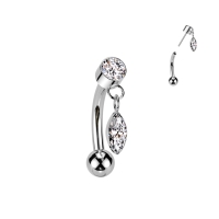 Piercing gebogener Titanstecker mit Anhänger 1,2x8