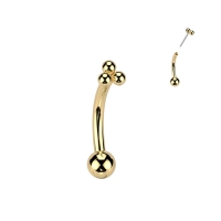 Piercing gebogen Titan dreieckig gold 1,2x8