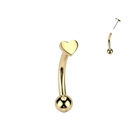 Piercing gebogenes Titan Herz gold 1,2x8