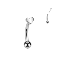 Piercing gebogenes Titan Herz 1,2x8