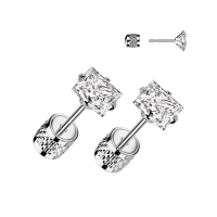 Doppelseitige quadratische Ohrringe, 4 mm