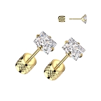 Doppelseitige quadratische Ohrringe, 5 mm Gold