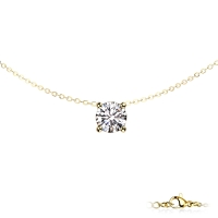 Halskette runder Stein 6,5mm Stein gold