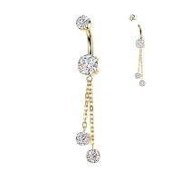 Bauchnabelpiercing Doppelkette mit goldenem Anhänger