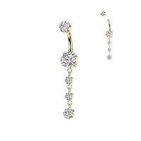 Bauchnabelpiercingkette mit 3 goldenen Anhängern