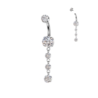 Bauchnabelpiercingkette mit 3 Anhängern
