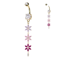 Bauchnabelpiercing Multicolor Blumenanhänger gold