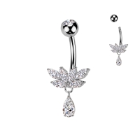 Bauchnabelpiercing zierlich mit Tropfenanhänger