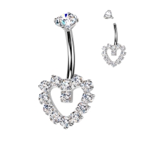 Bauchnabelpiercing hohles Herz mit Steinen